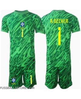 Günstige Brasilien Alisson Becker #1 Torwart Heimtrikotsatz Kinder Copa America 2024 Kurzarm (+ Kurze Hosen)